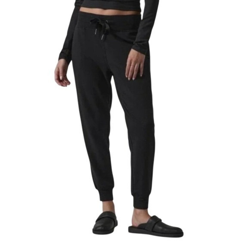 Athleta Womens L Black Balance Plush Nirvana Drawstring High Rise Jogger NWT